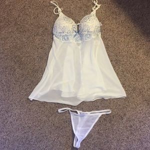 Blue lace lingerie